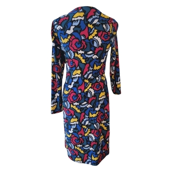 Anne Klein Pop Art Graphic Faux Wrap Dress Size Medium - Picture 5 of 6